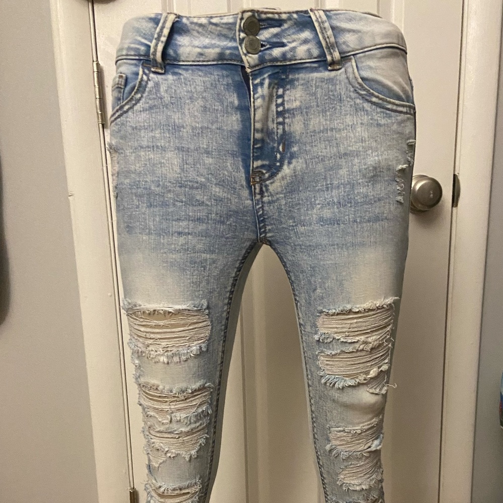 Light Wash Destructed Denim!!